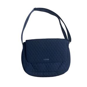 Vera Bradley Navy Quilted Laptop Messenger Bag